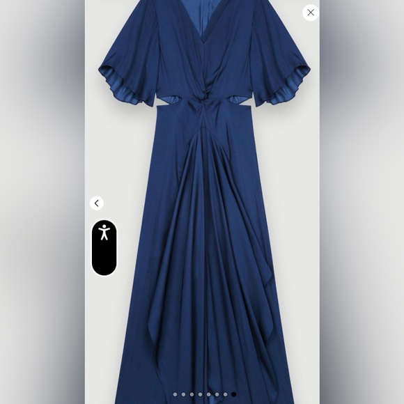 Maje Flowing satin scarf navy dress sz36 - Picture 7 of 12